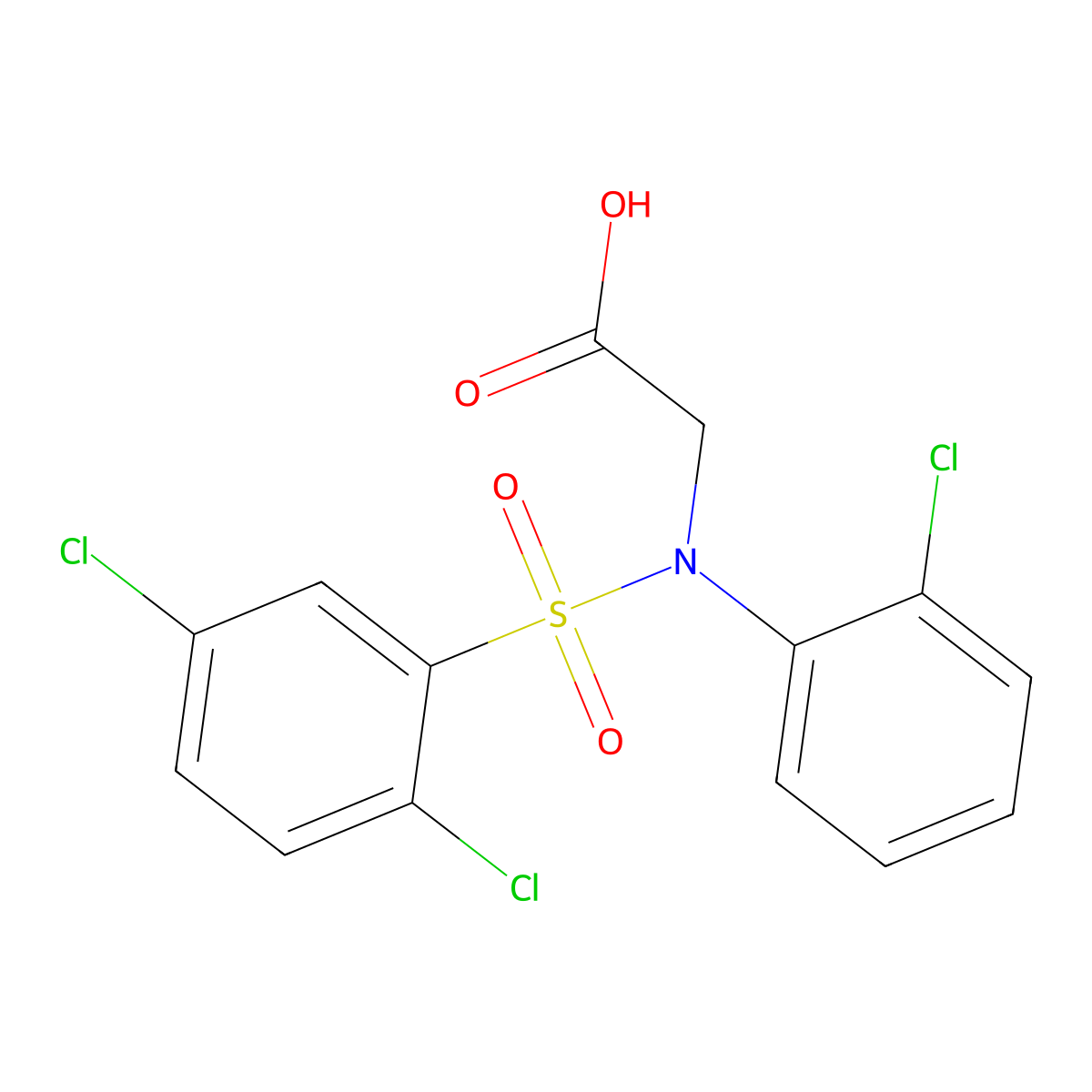 2-{2-Chloro[(2,5-dichlorophenyl)sulfonyl]anilino}acetic acid molecular structure, CAS 337921-87-6