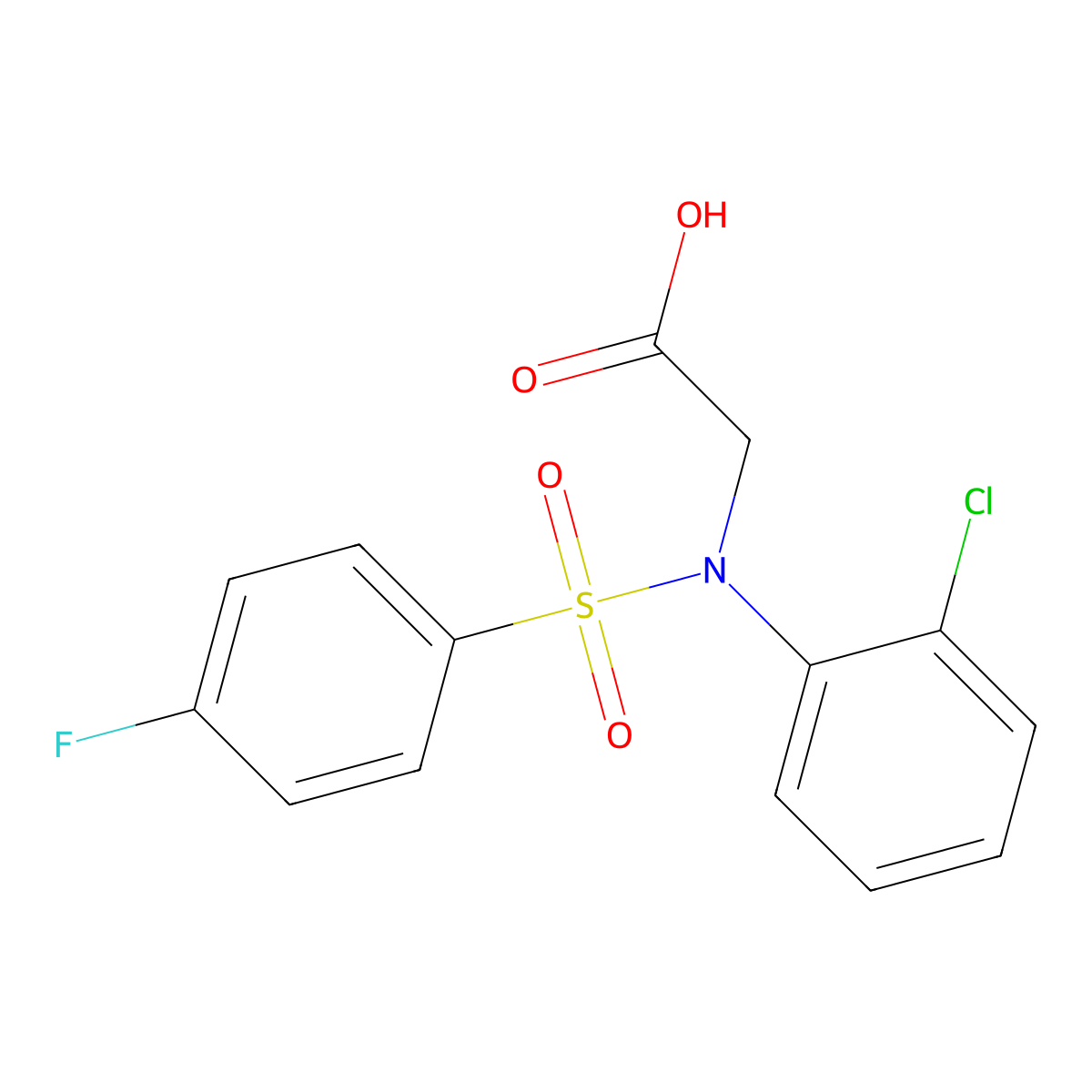 2-{2-Chloro[(4-fluorophenyl)sulfonyl]anilino}acetic acid molecular structure, CAS 337921-99-0