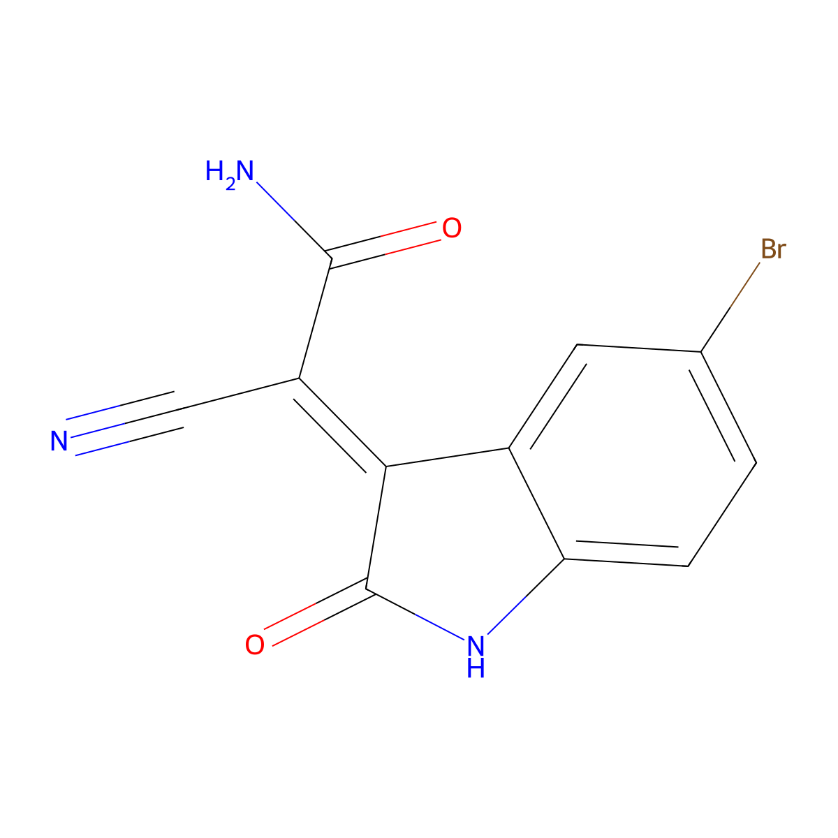 2-(5-Bromo-1,2-dihydro-2-oxo-3H-indol-3-ylidene)-2-cyanoacetamide molecular structure, CAS 337922-04-0