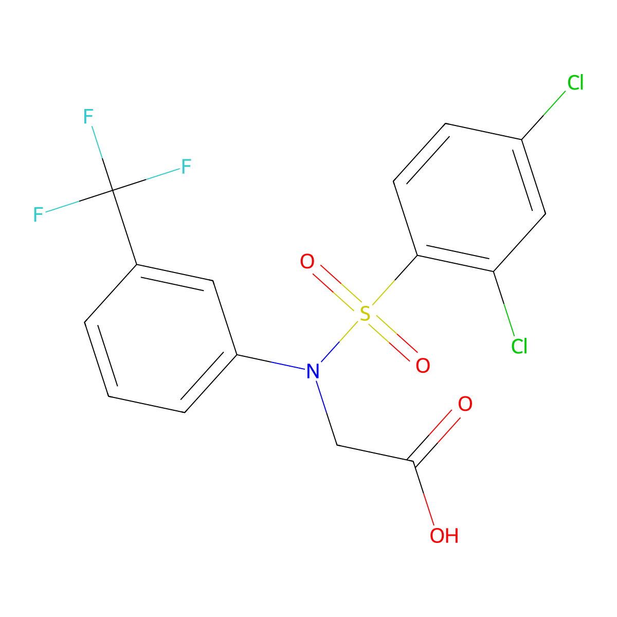 2-[N-(2,4-dichlorophenyl)sulfonyl-3-(trifluoromethyl)anilino]acetic acid molecular structure, CAS 337922-15-3