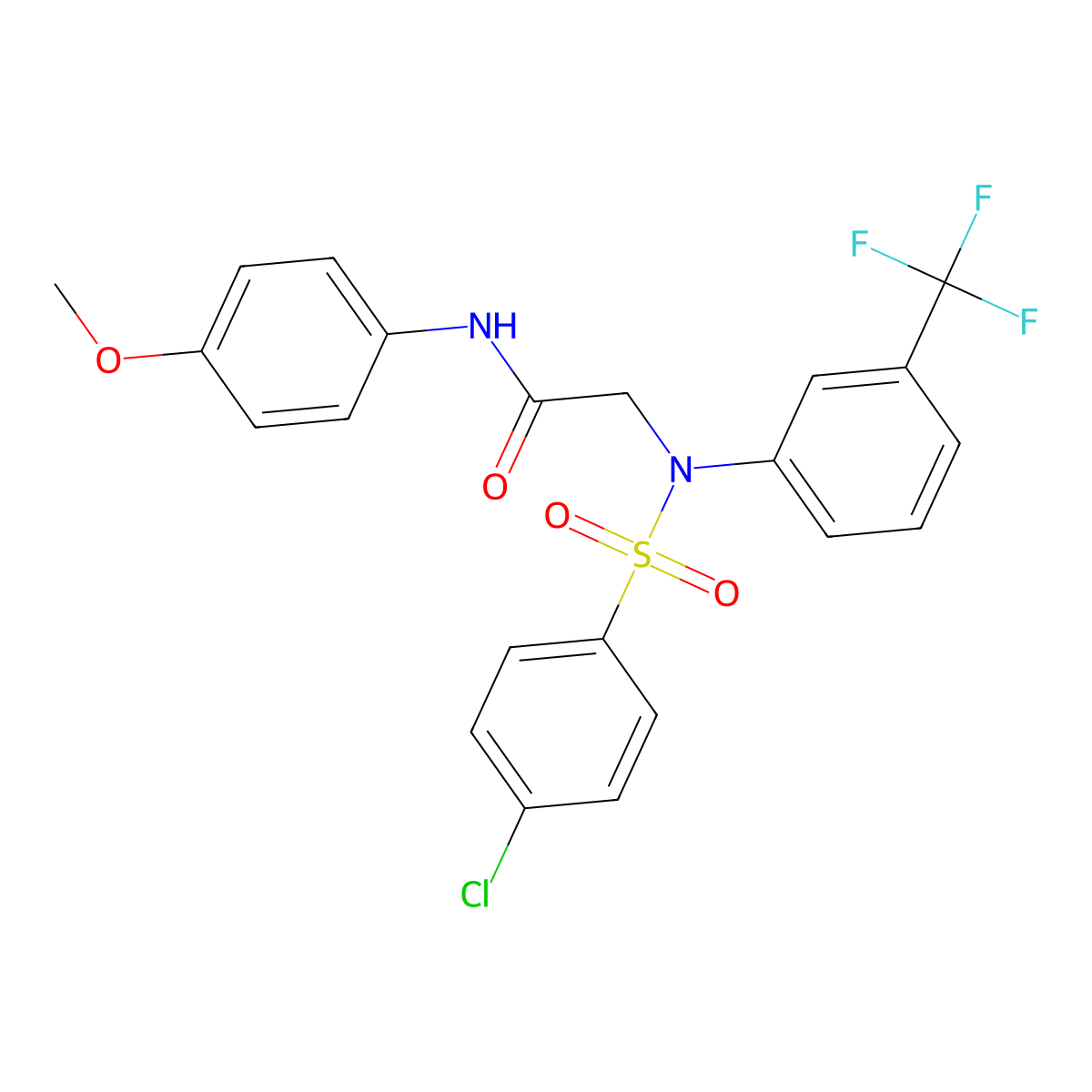 2-[[(4-chlorophenyl)sulfonyl]-3-(trifluoromethyl)anilino]-N-(4-methoxyphenyl)acetamide molecular structure, CAS 337922-19-7
