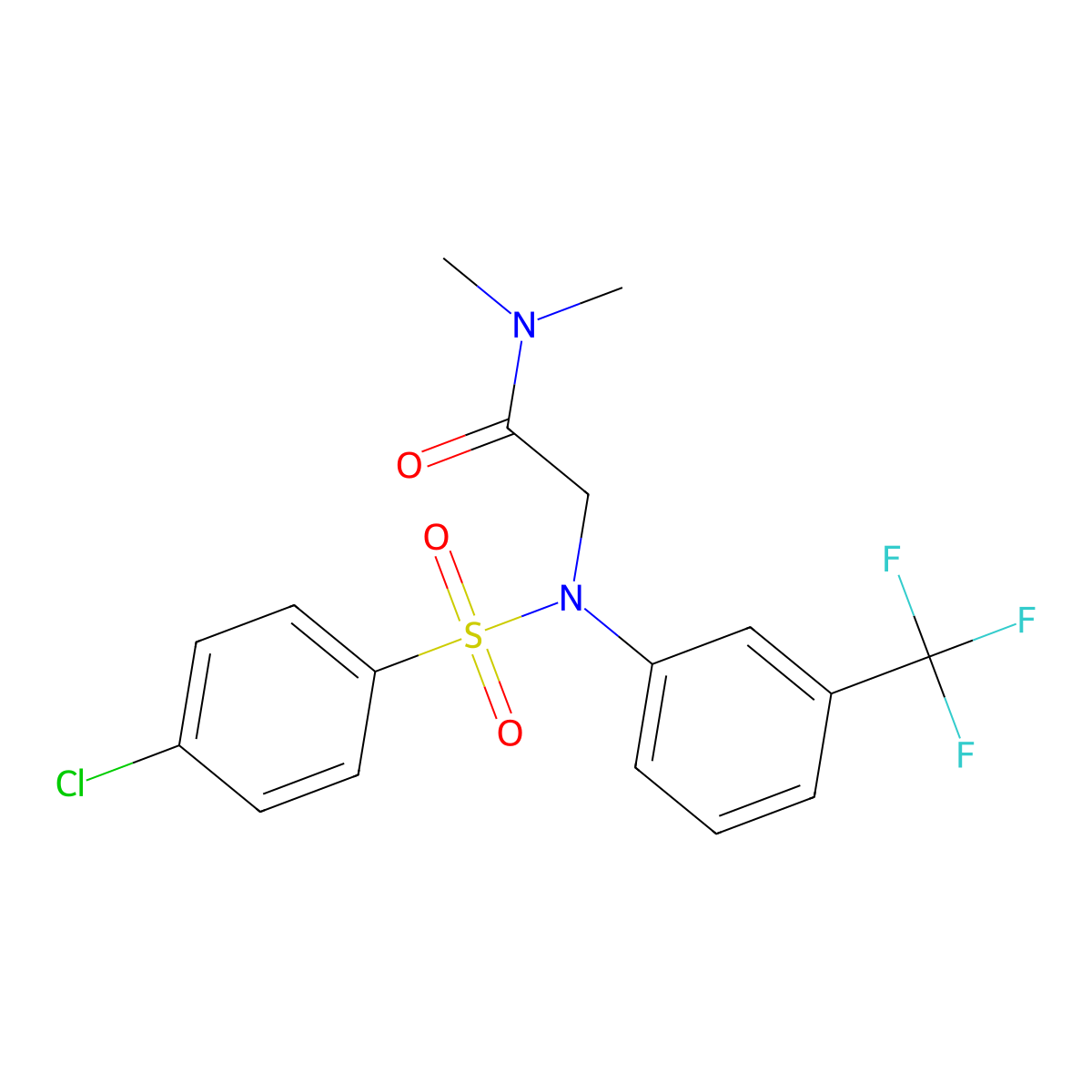 2-[[(4-chlorophenyl)sulfonyl]-3-(trifluoromethyl)anilino]-N,N-dimethylacetamide molecular structure, CAS 337922-20-0