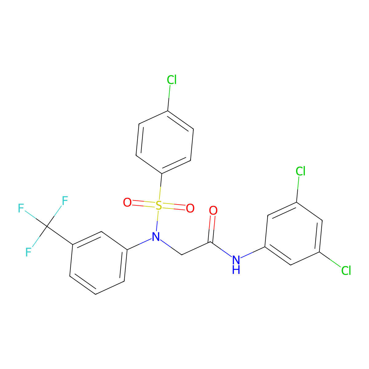 2-[[(4-chlorophenyl)sulfonyl]-3-(trifluoromethyl)anilino]-N-(3,5-dichlorophenyl)acetamide molecular structure, CAS 337922-29-9