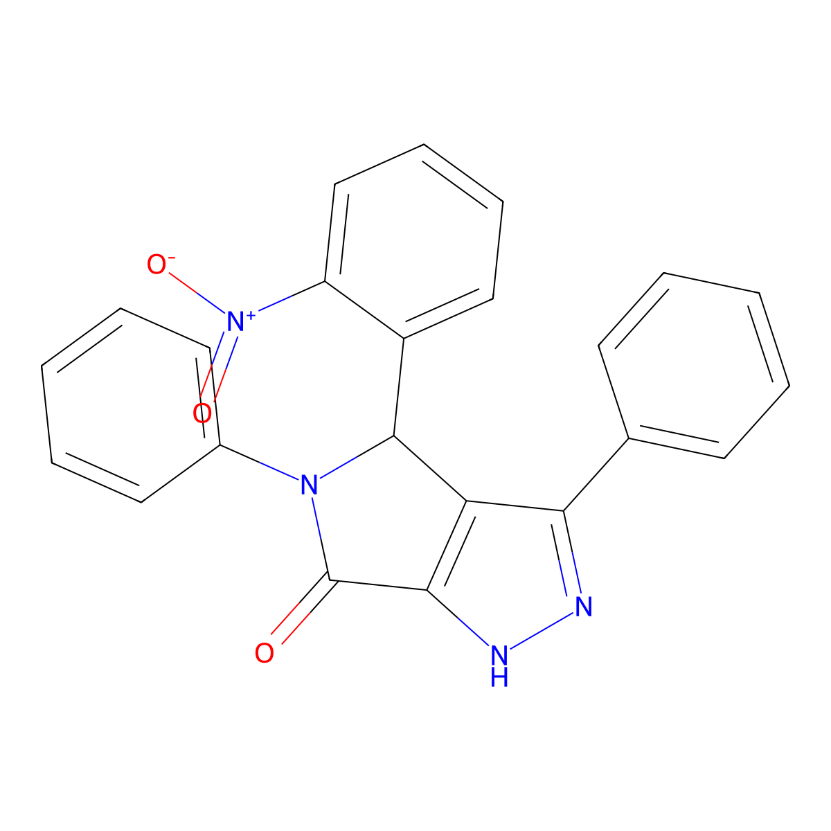 4-(2-Nitrophenyl)-3,5-diphenyl-1,4-dihydropyrrolo[3,4-c]pyrazol-6-one molecular structure, CAS 337922-47-1