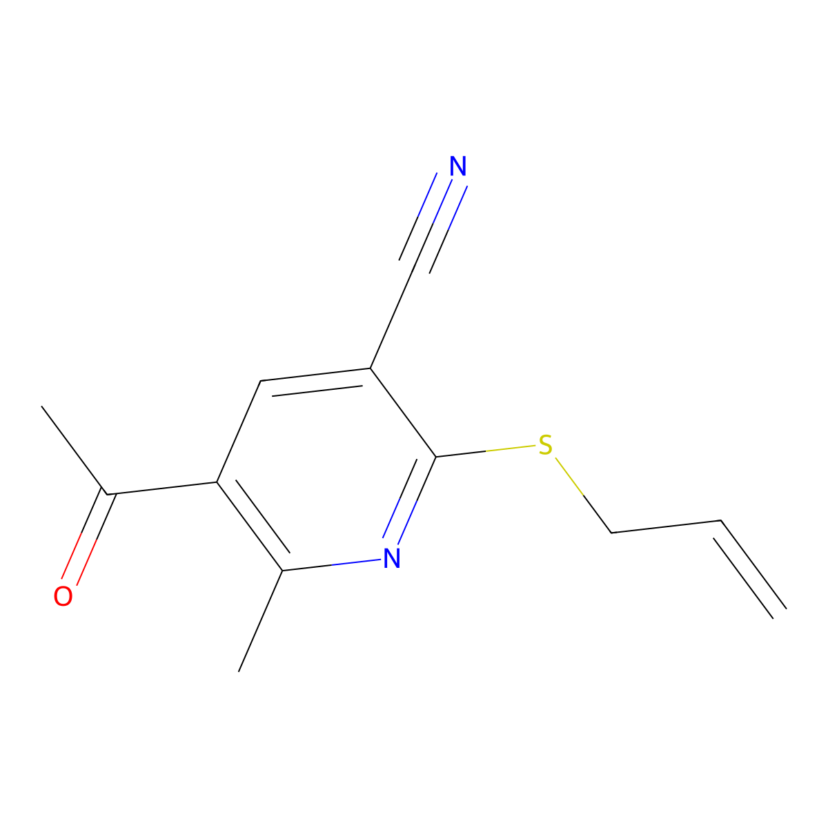 5-Acetyl-2-(allylsulfanyl)-6-methylnicotinonitrile molecular structure, CAS 337922-68-6