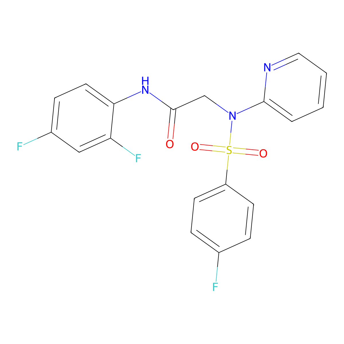 N-(2,4-difluorophenyl)-2-[[(4-fluorophenyl)sulfonyl](2-pyridinyl)amino]acetamide molecular structure, CAS 337922-80-2