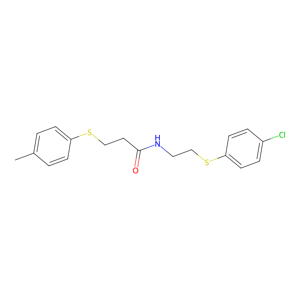 N-{2-[(4-chlorophenyl)sulfanyl]ethyl}-3-[(4-methylphenyl)sulfanyl]propanamide molecular structure, CAS 337923-19-0