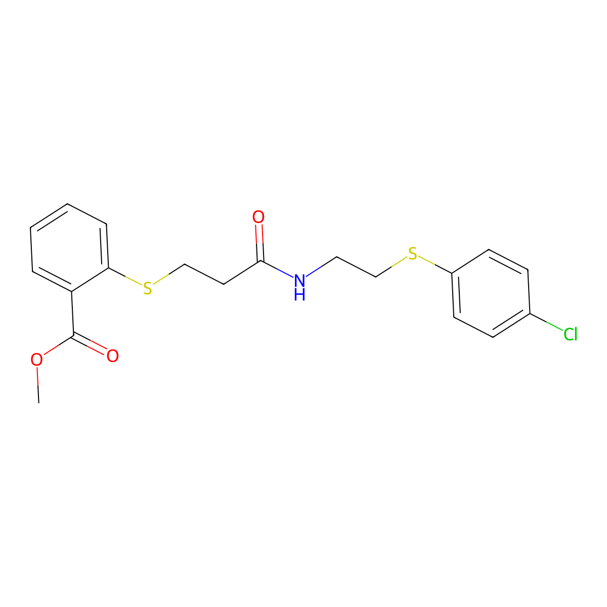 Methyl 2-{[3-({2-[(4-chlorophenyl)sulfanyl]ethyl}amino)-3-oxopropyl]sulfanyl}benzenecarboxylate molecular structure, CAS 337923-23-6