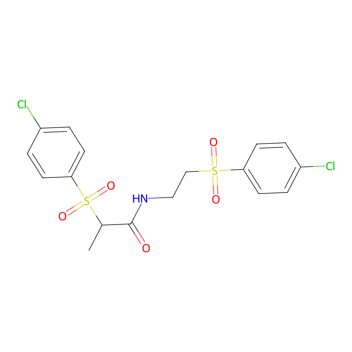 2-[(4-chlorophenyl)sulfonyl]-N-{2-[(4-chlorophenyl)sulfonyl]ethyl}propanamide molecular structure, CAS 337923-31-6