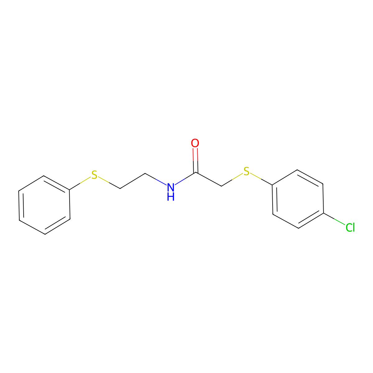 2-[(4-chlorophenyl)sulfanyl]-N-[2-(phenylsulfanyl)ethyl]acetamide molecular structure, CAS 337923-35-0