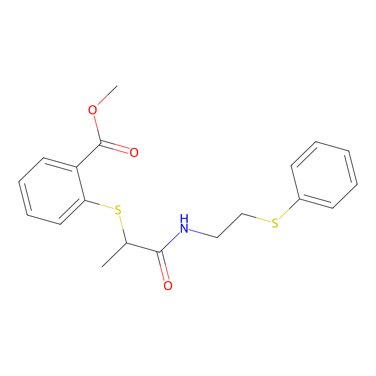 Methyl 2-[(1-methyl-2-oxo-2-{[2-(phenylsulfanyl)ethyl]amino}ethyl)sulfanyl]benzenecarboxylate molecular structure, CAS 337923-57-6
