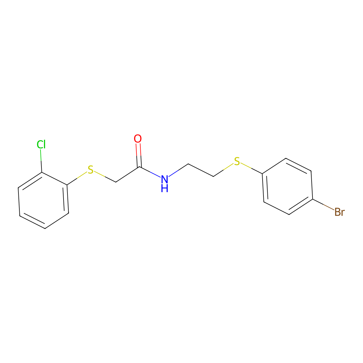 N-{2-[(4-bromophenyl)sulfanyl]ethyl}-2-[(2-chlorophenyl)sulfanyl]acetamide molecular structure, CAS 337923-59-8