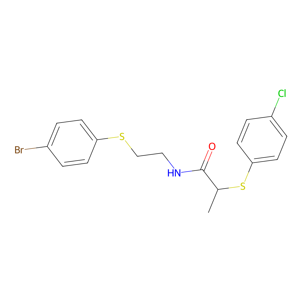 N-{2-[(4-bromophenyl)sulfanyl]ethyl}-2-[(4-chlorophenyl)sulfanyl]propanamide molecular structure, CAS 337923-63-4