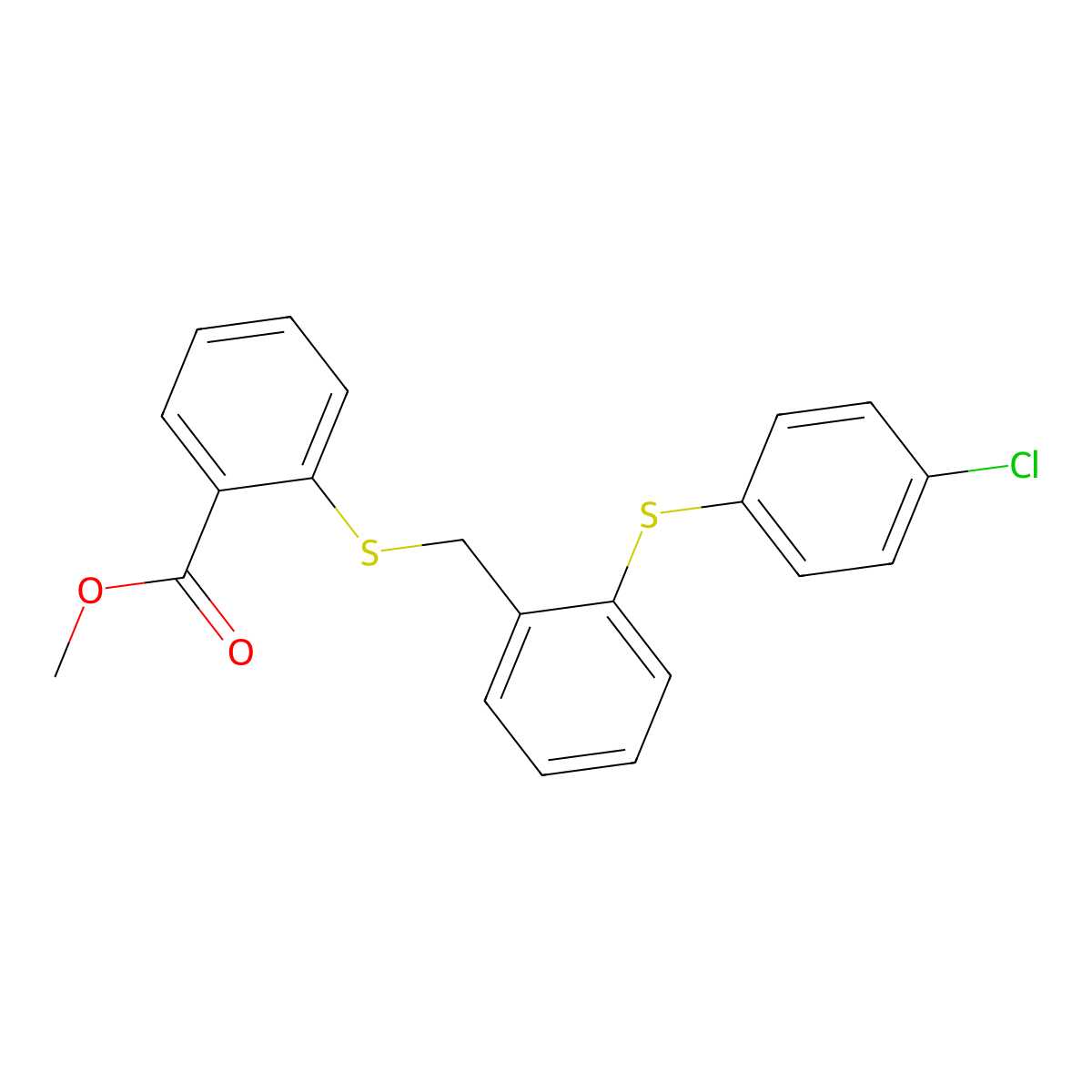 Methyl 2-({2-[(4-chlorophenyl)sulfanyl]benzyl}sulfanyl)benzenecarboxylate molecular structure, CAS 337923-73-6
