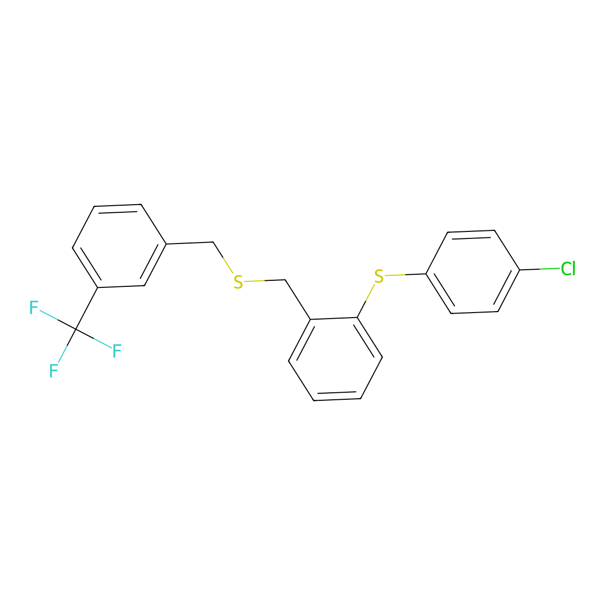 4-Chlorophenyl 2-({[3-(trifluoromethyl)benzyl]sulfanyl}methyl)phenyl sulfide molecular structure, CAS 337923-77-0