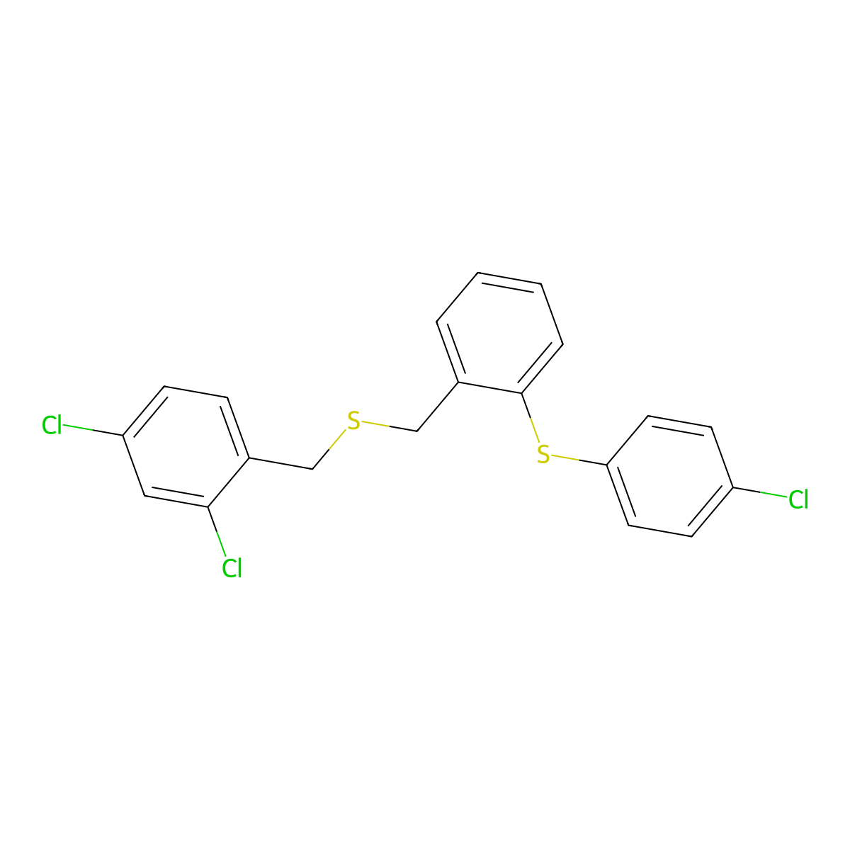 2,4-Dichloro-1-[[2-(4-chlorophenyl)sulfanylphenyl]methylsulfanylmethyl]benzene molecular structure, CAS 337923-79-2