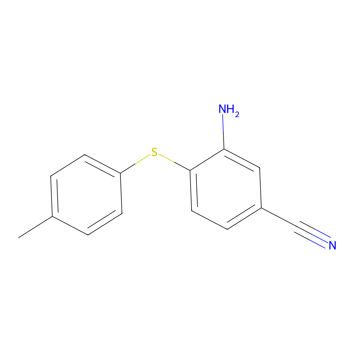 3-Amino-4-(p-tolylthio)benzonitrile molecular structure, CAS 337924-03-5
