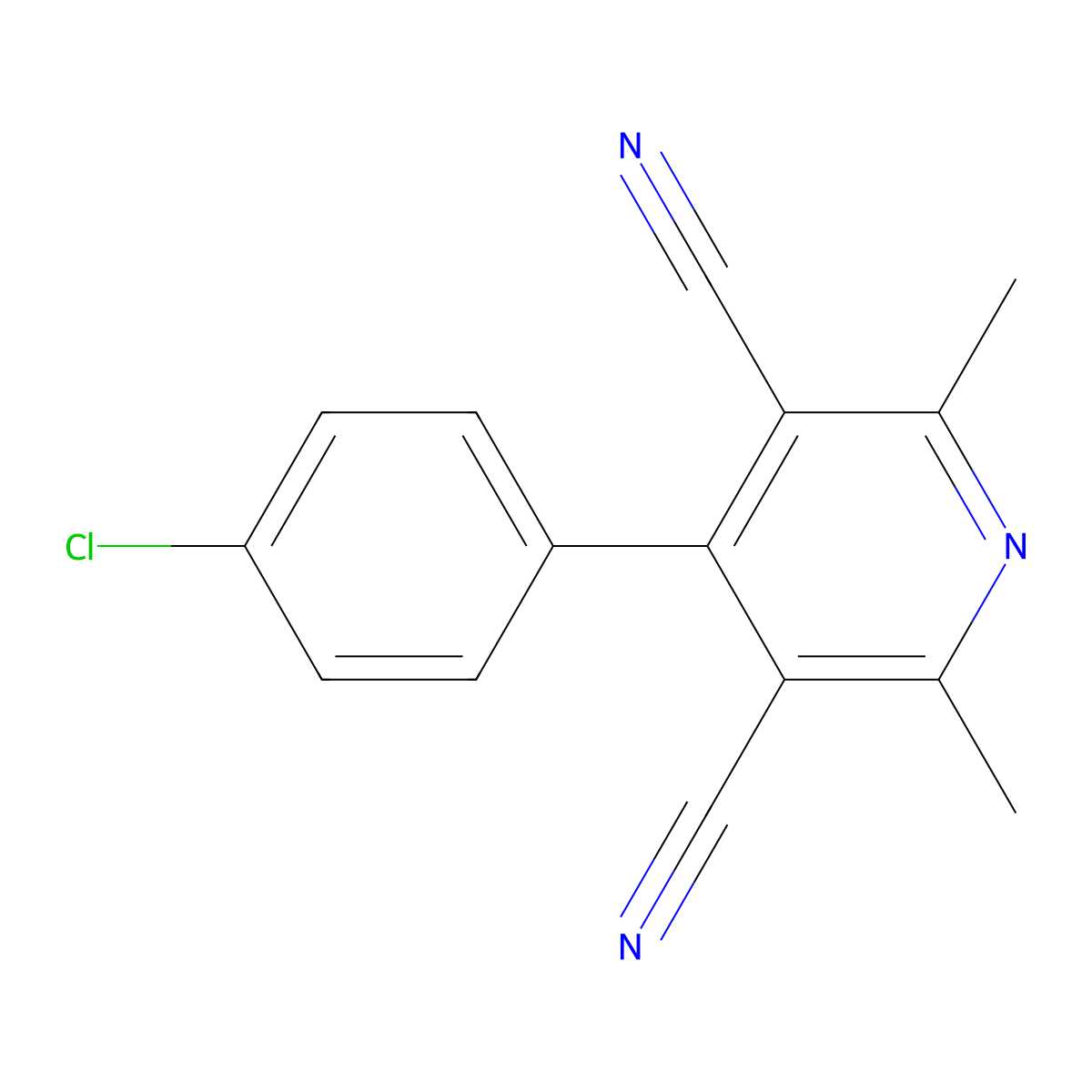 4-(4-Chlorophenyl)-2,6-dimethylpyridine-3,5-dicarbonitrile molecular structure, CAS 337924-07-9