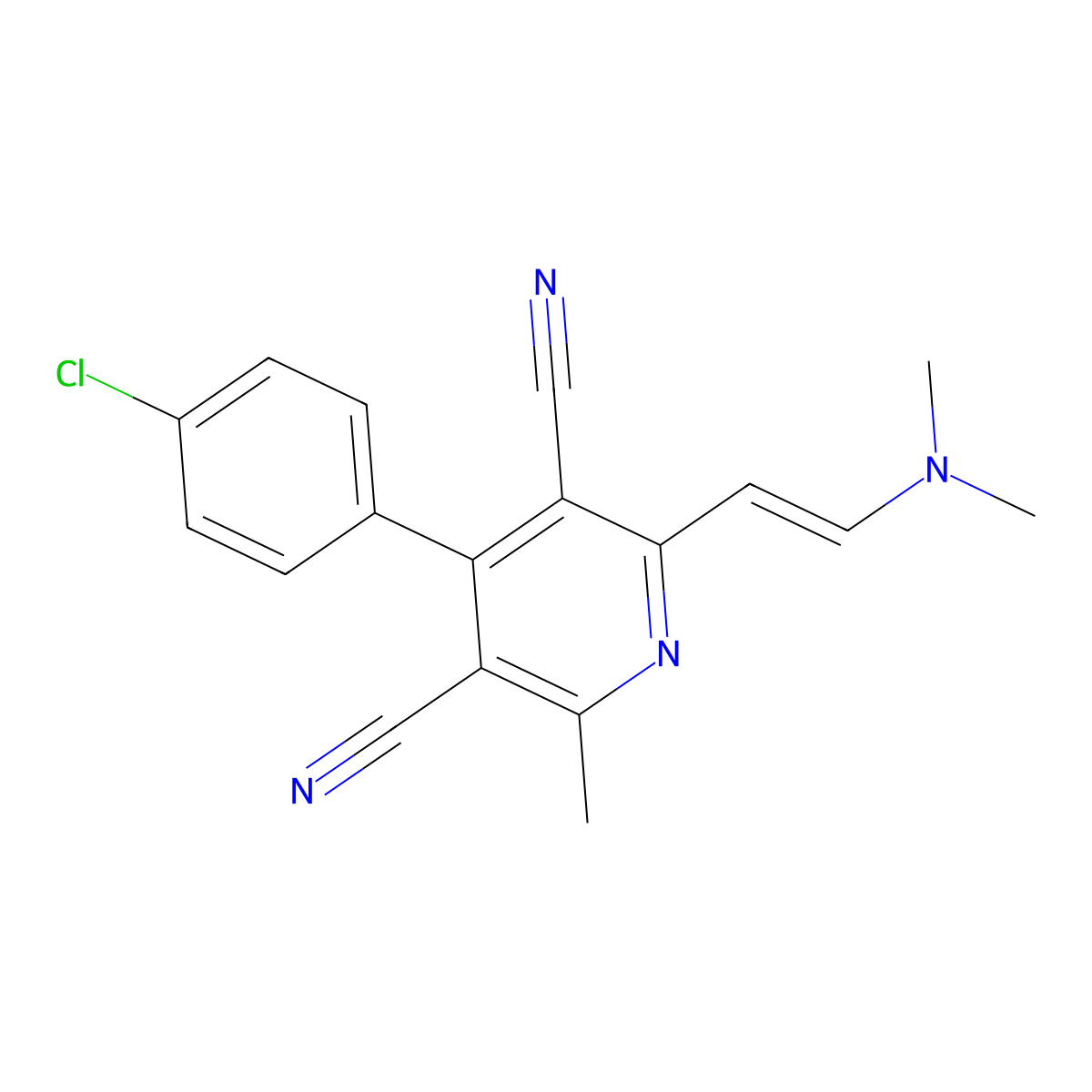 4-(4-chlorophenyl)-2-[(E)-2-(dimethylamino)ethenyl]-6-methylpyridine-3,5-dicarbonitrile molecular structure, CAS 337924-09-1