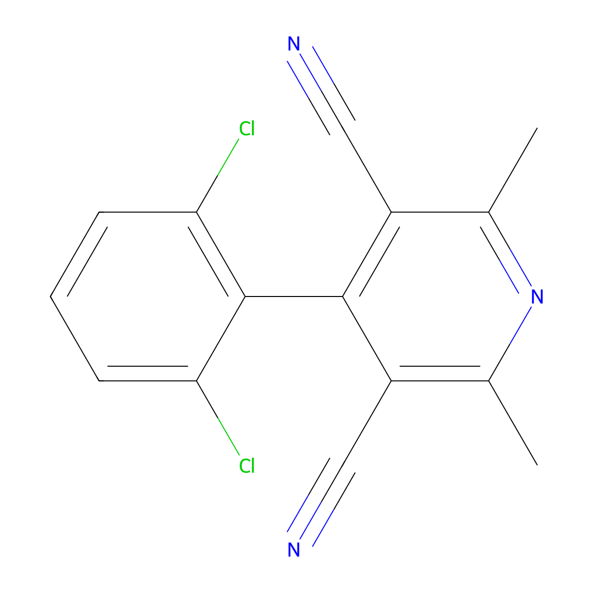 4-(2,6-Dichlorophenyl)-2,6-dimethylpyridine-3,5-dicarbonitrile molecular structure, CAS 337924-11-5