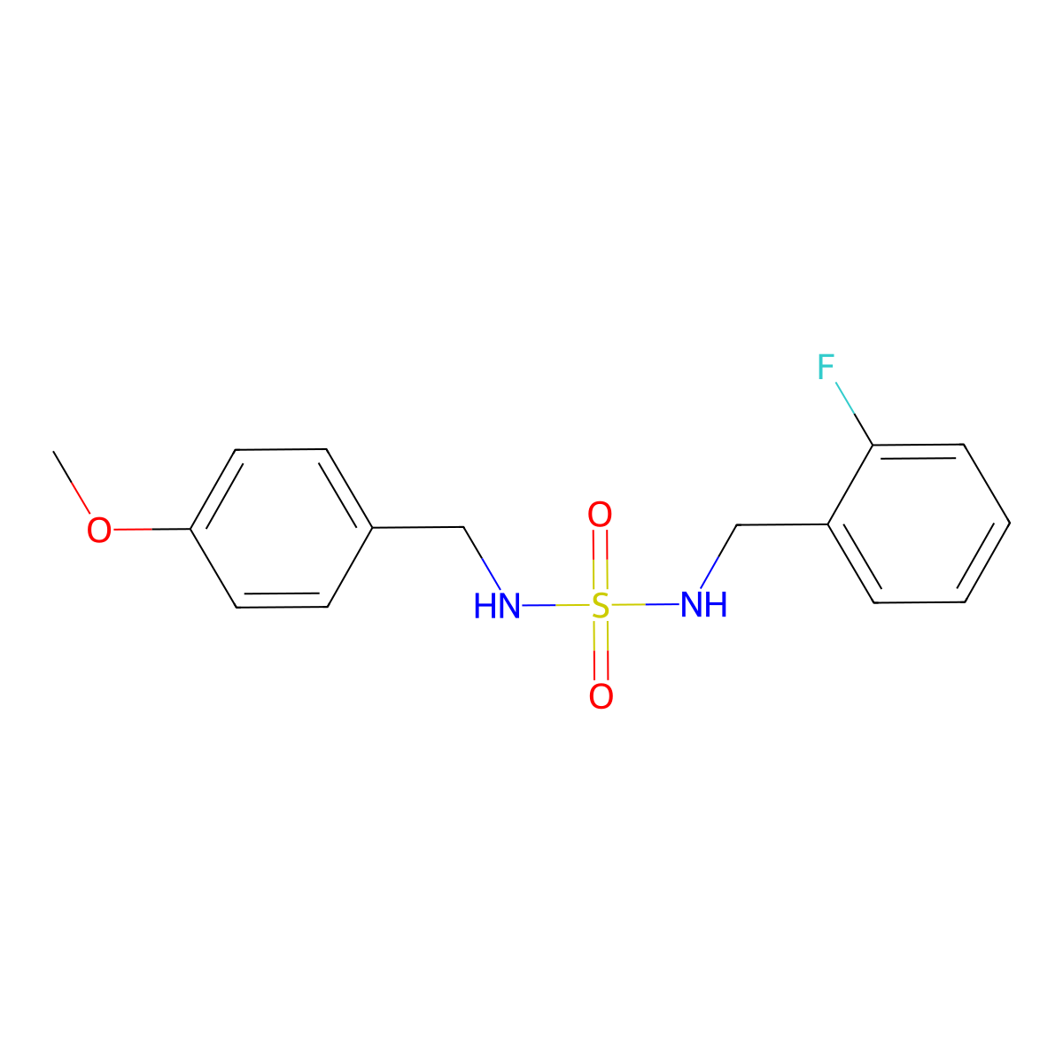 N-(2-fluorobenzyl)-N'-(4-methoxybenzyl)sulfamide molecular structure, CAS 337924-22-8