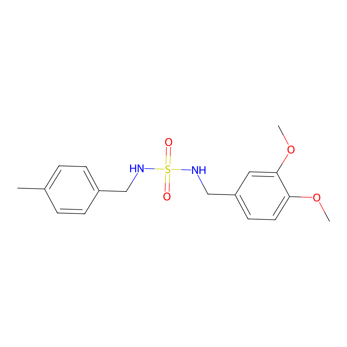 N-(3,4-dimethoxybenzyl)-N'-(4-methylbenzyl)sulfamide molecular structure, CAS 337924-36-4