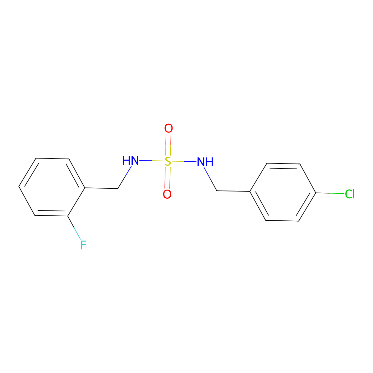 N-(4-chlorobenzyl)-N'-(2-fluorobenzyl)sulfamide molecular structure, CAS 337924-38-6