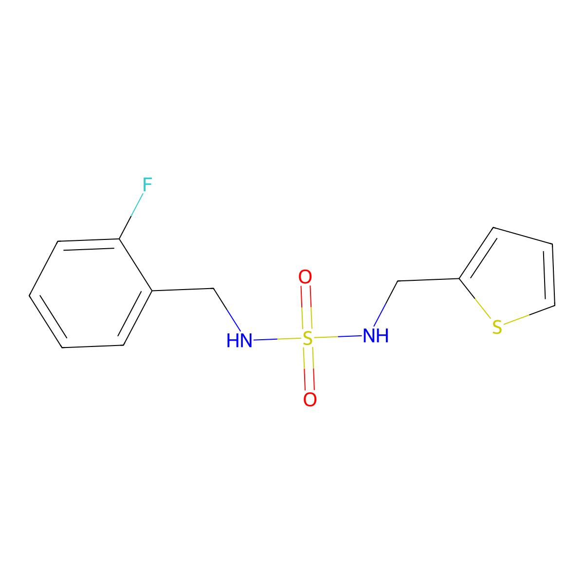 N-(2-fluorobenzyl)-N'-(2-thienylmethyl)sulfamide molecular structure, CAS 337924-48-8