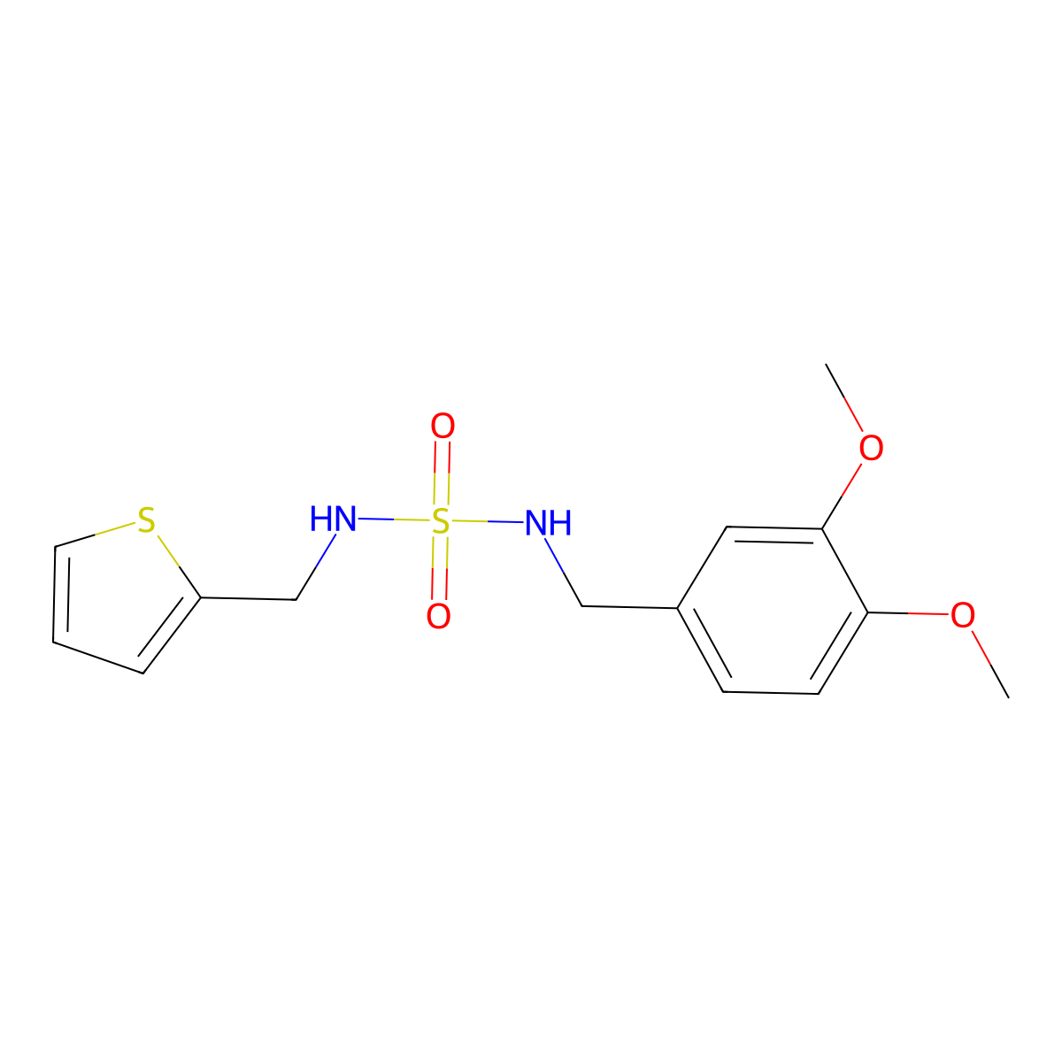 N-(3,4-dimethoxybenzyl)-N'-(2-thienylmethyl)sulfamide molecular structure, CAS 337924-50-2