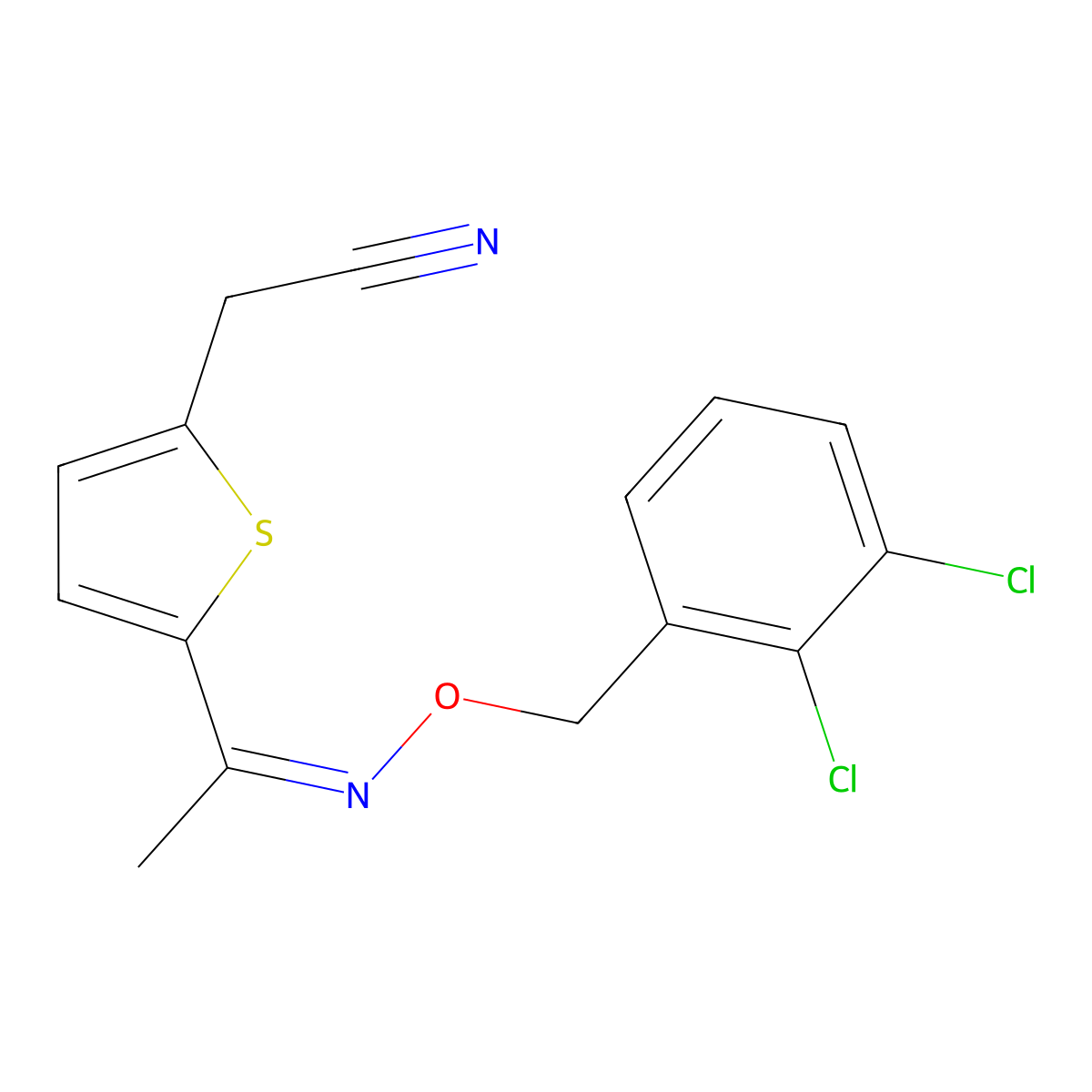 2-(5-{[(2,3-Dichlorobenzyl)oxy]ethanimidoyl}-2-thienyl)acetonitrile molecular structure, CAS 337924-53-5