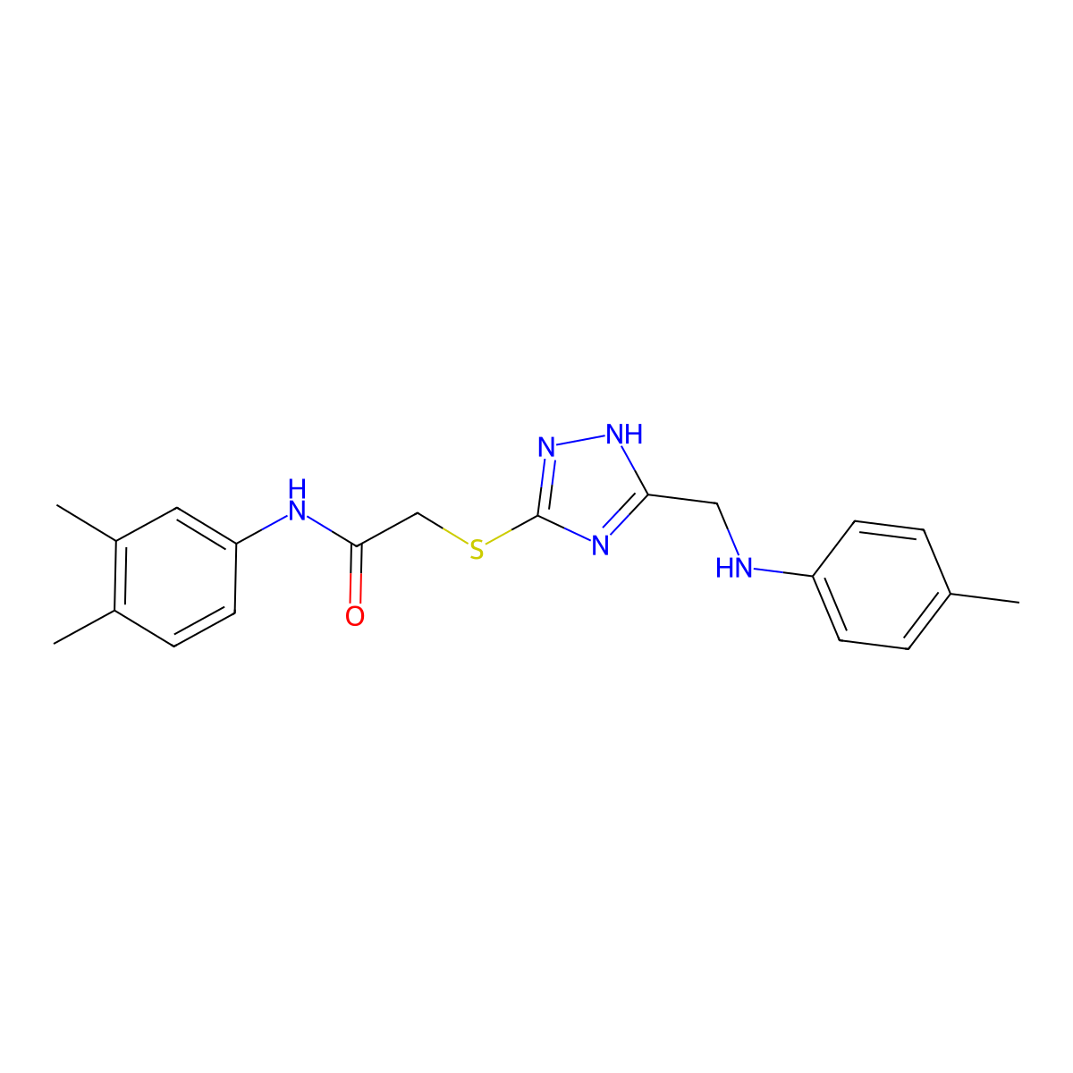 N-(3,4-Dimethylphenyl)-2-[[3-[[(4-methylphenyl)amino]methyl]-1H-1,2,4-triazol-5-yl]thio]acetamide molecular structure, CAS 337924-54-6