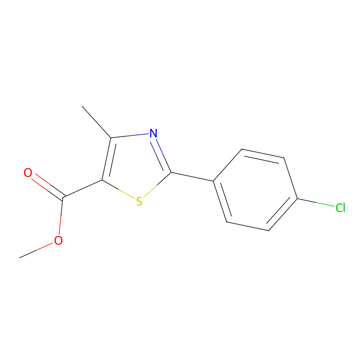 Methyl 2-(4-chlorophenyl)-4-methyl-1,3-thiazole-5-carboxylate molecular structure, CAS 337924-65-9