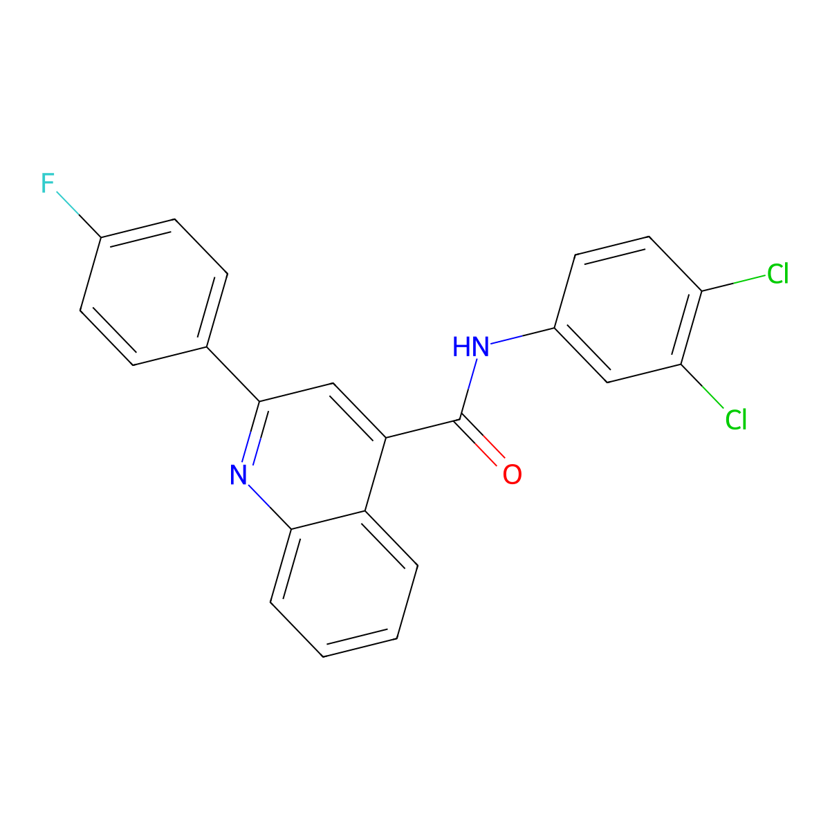 N-(3,4-dichlorophenyl)-2-(4-fluorophenyl)quinoline-4-carboxamide molecular structure, CAS 337924-66-0
