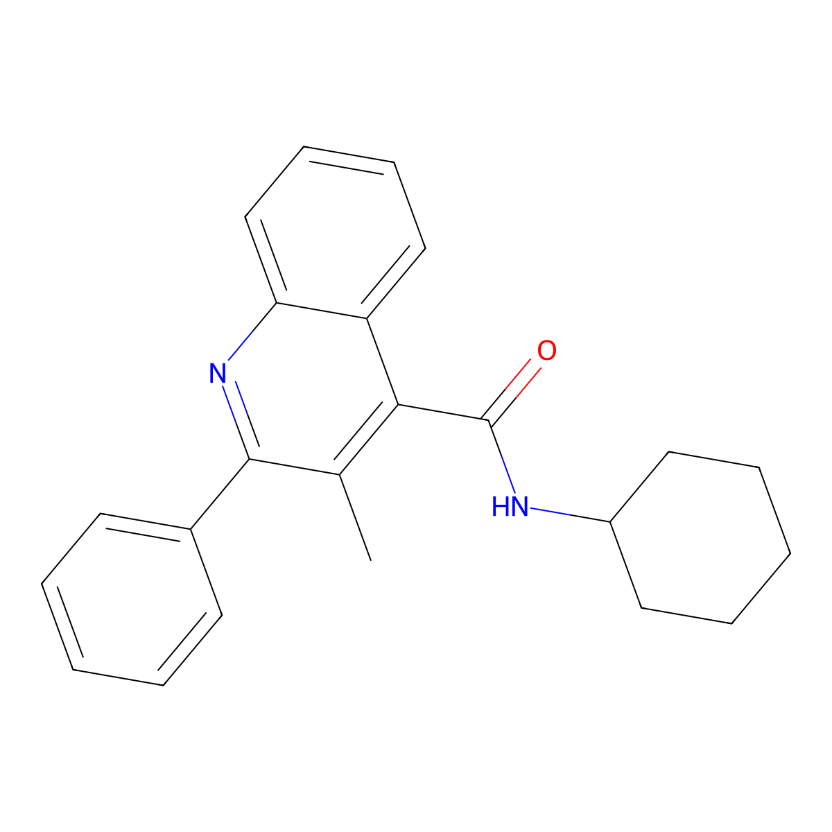 N-cyclohexyl-3-methyl-2-phenylquinoline-4-carboxamide molecular structure, CAS 337924-74-0