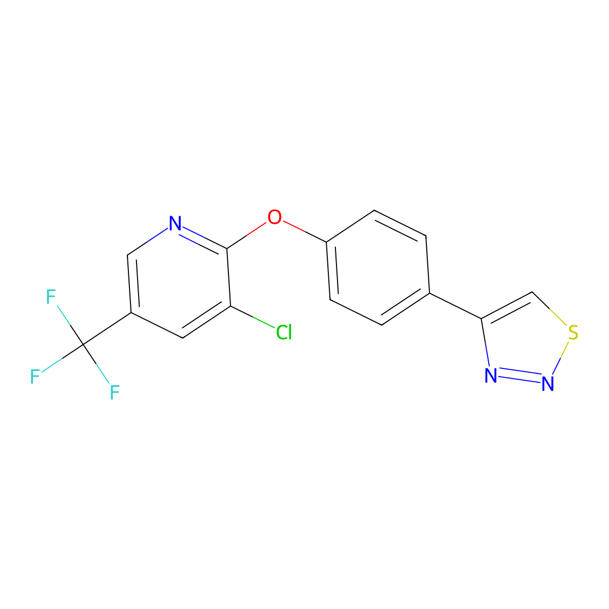 3-Chloro-2-[4-(1,2,3-thiadiazol-4-yl)phenoxy]-5-(trifluoromethyl)pyridine molecular structure, CAS 337924-93-3