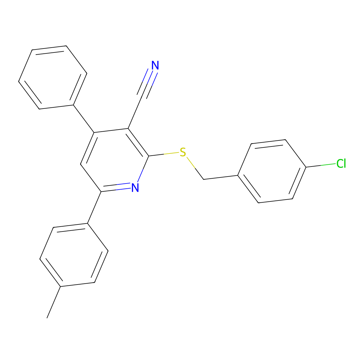 2-[(4-Chlorobenzyl)sulfanyl]-6-(4-methylphenyl)-4-phenylnicotinonitrile molecular structure, CAS 337925-00-5
