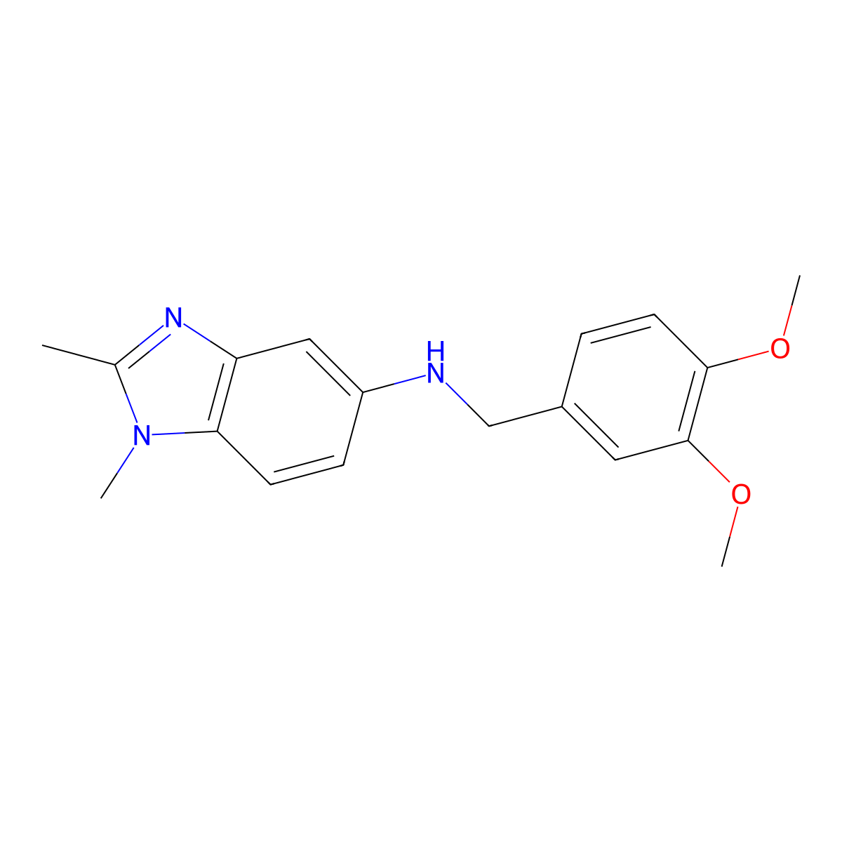 (3,4-Dimethoxy-benzyl)-(1,2-dimethyl-1H-benzoimidazol-5-yl)-amine molecular structure, CAS 337925-60-7