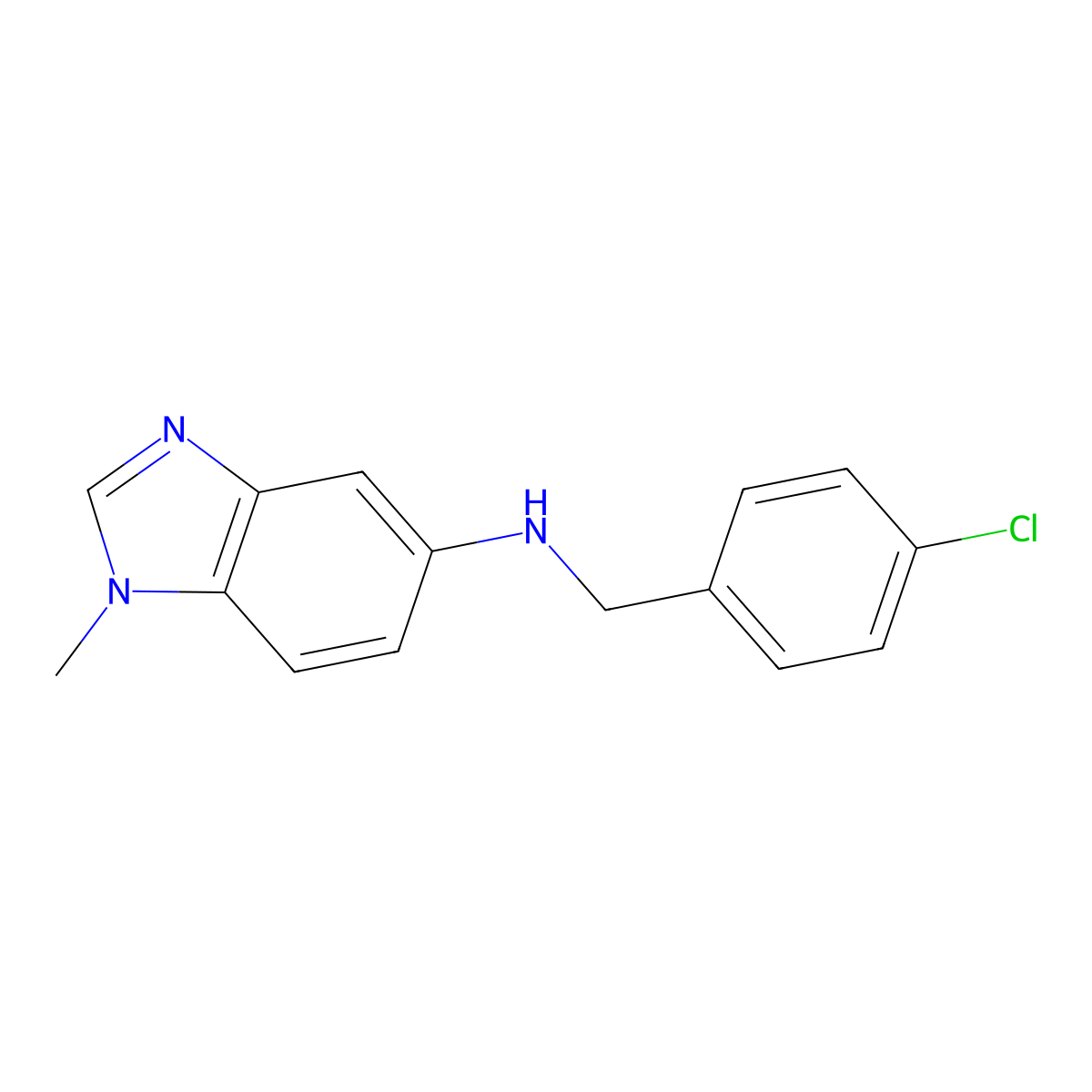 (4-Chloro-benzyl)-(1-methyl-1H-benzoimidazol-5-yl)-amine molecular structure, CAS 337925-64-1