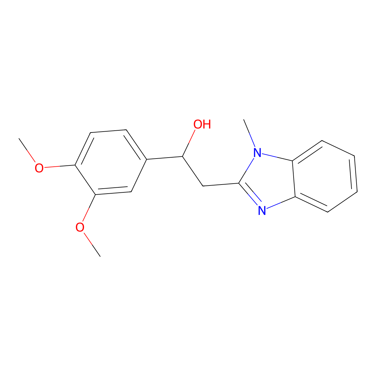 1-(3,4-dimethoxyphenyl)-2-(1-methyl-1H-benzimidazol-2-yl)ethanol molecular structure, CAS 337925-65-2