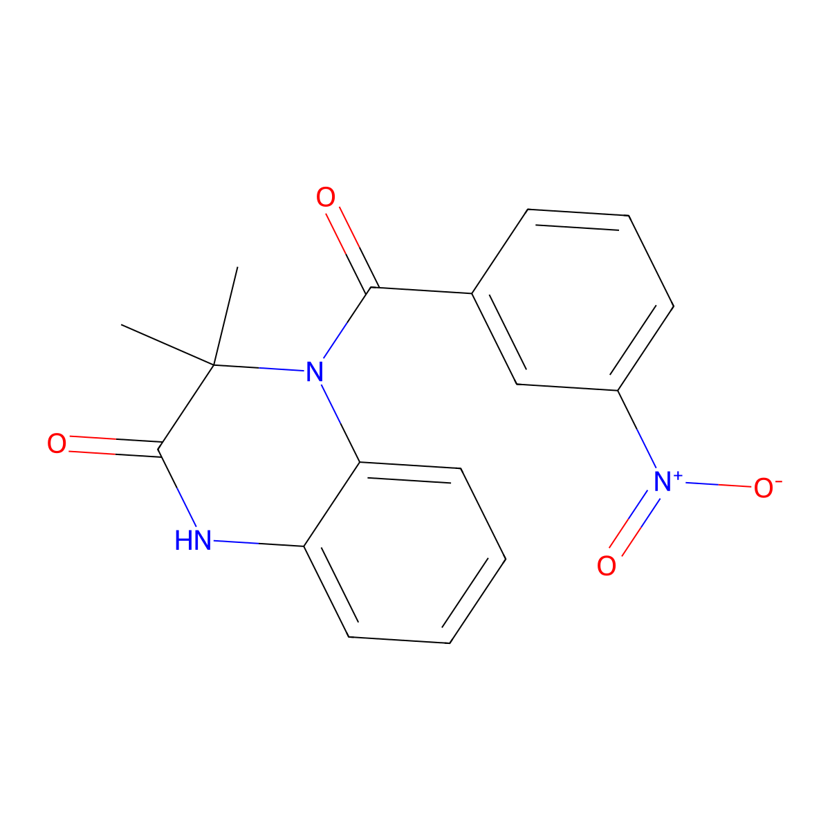 3,3-dimethyl-4-(3-nitrobenzoyl)-1H-quinoxalin-2-one molecular structure, CAS 337925-66-3