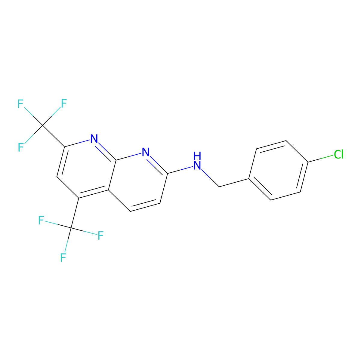 N-(4-chlorobenzyl)-5,7-bis(trifluoromethyl)[1,8]naphthyridin-2-amine molecular structure, CAS 337928-15-1
