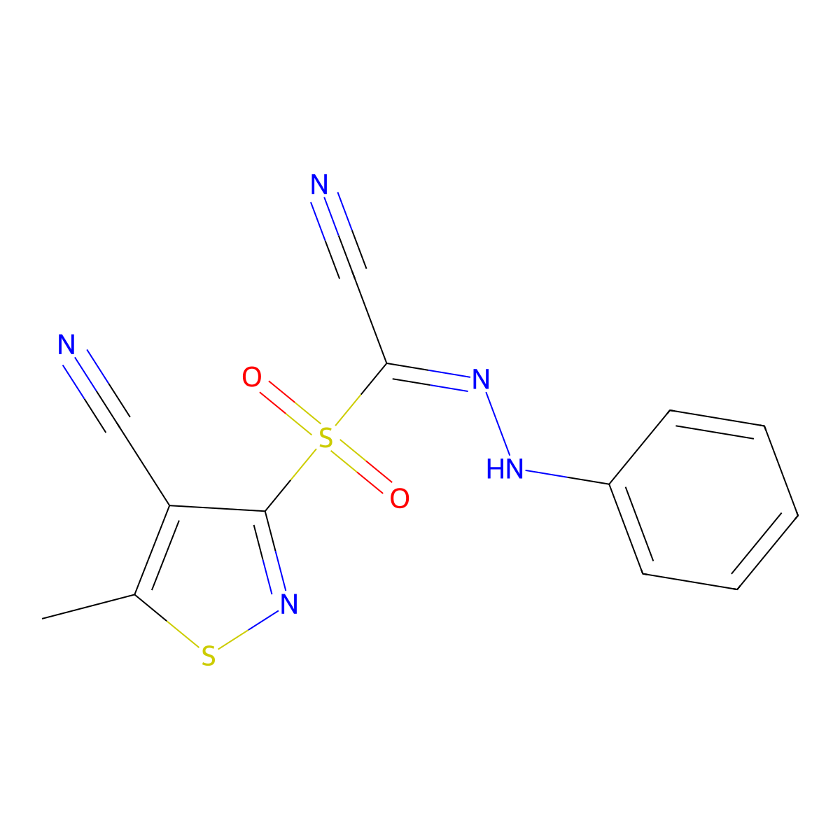 3-[[Cyano(2-phenylhydrazinylidene)methyl]sulfonyl]-5-methyl-4-isothiazolecarbonitrile molecular structure, CAS 337928-19-5