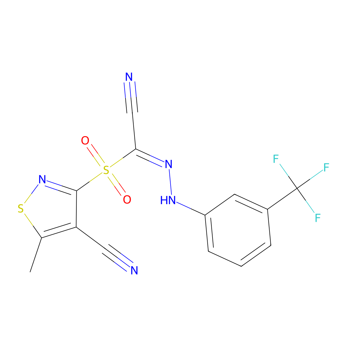 3-({Cyano-2-[3-(trifluoromethyl)phenyl]carbohydrazonoyl}sulfonyl)-5-methyl-4-isothiazolecarbonitrile molecular structure, CAS 337928-27-5