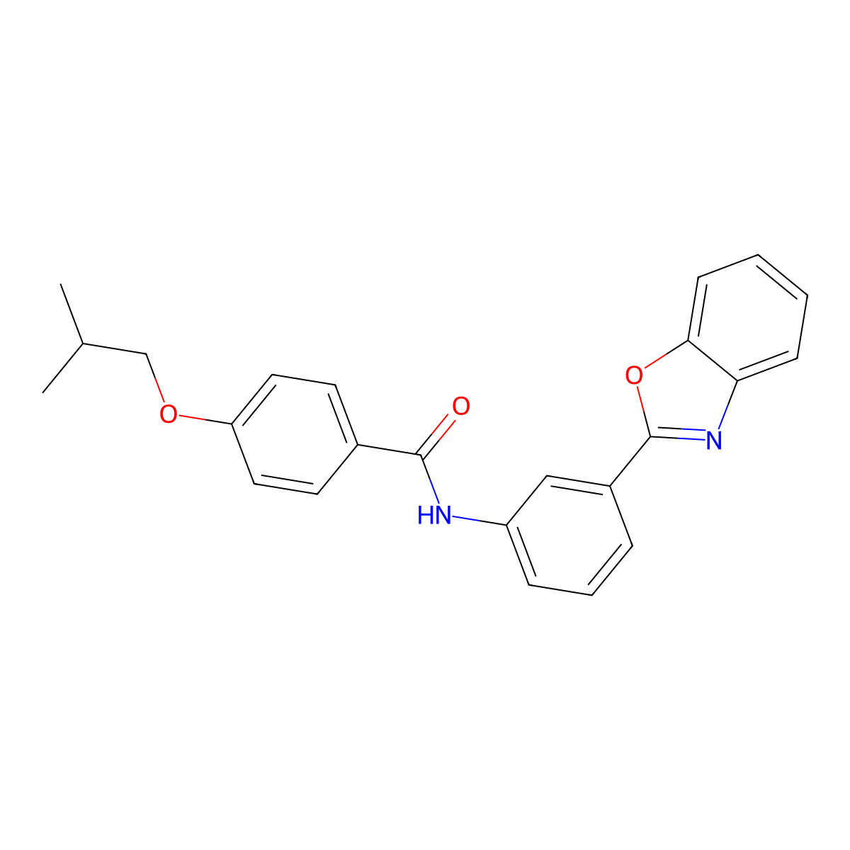 N-[3-(1,3-benzoxazol-2-yl)phenyl]-4-(2-methylpropoxy)benzamide molecular structure, CAS 337928-32-2