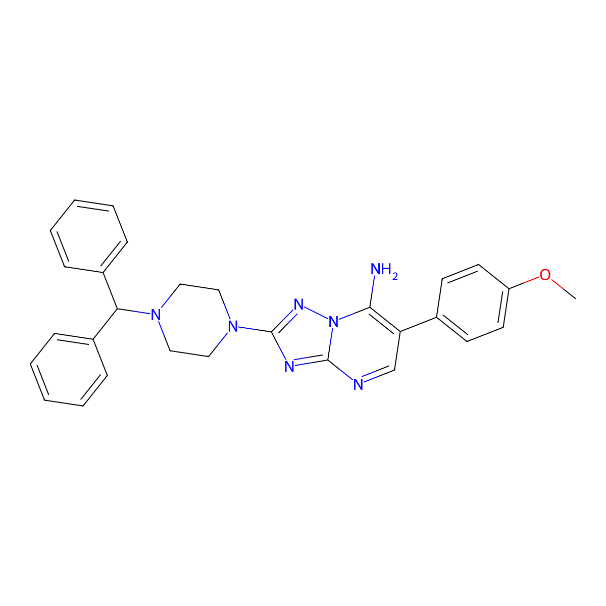 2-(4-Benzhydrylpiperazino)-6-(4-methoxyphenyl)[1,2,4]triazolo[1,5-a]pyrimidin-7-ylamine molecular structure, CAS 337928-43-5