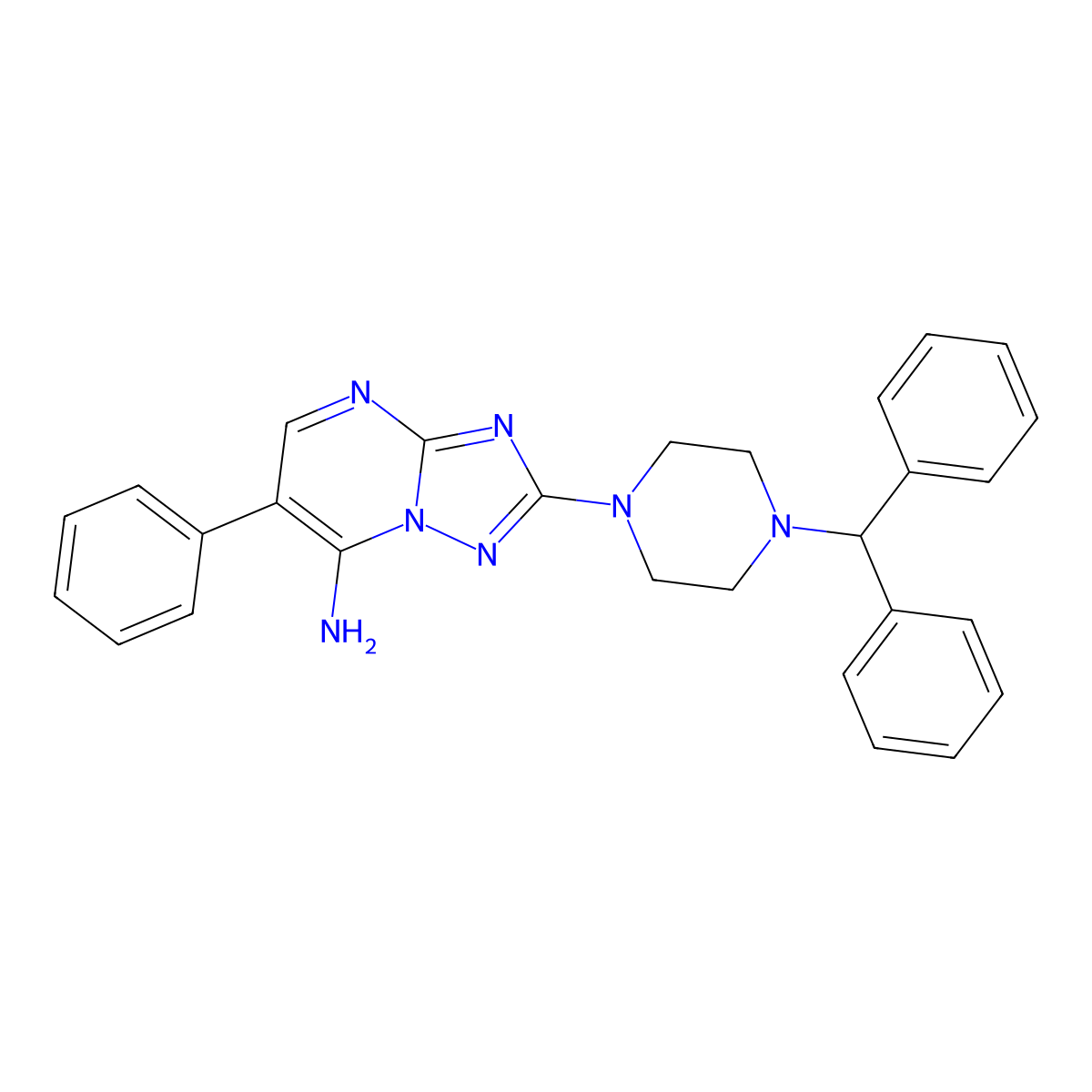 2-(4-Benzhydrylpiperazino)-6-phenyl[1,2,4]triazolo[1,5-a]pyrimidin-7-ylamine molecular structure, CAS 337928-47-9