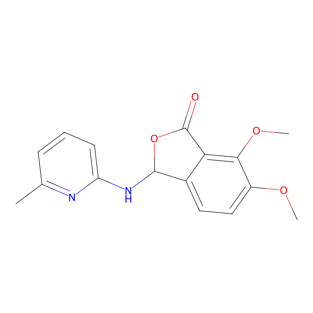 6,7-dimethoxy-3-[(6-methylpyridin-2-yl)amino]-3H-2-benzofuran-1-one molecular structure, CAS 337932-74-8