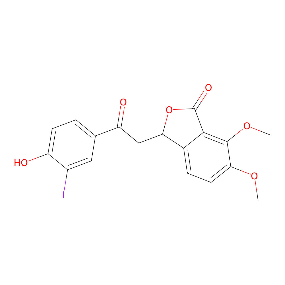 3-[2-(4-hydroxy-3-iodophenyl)-2-oxoethyl]-6,7-dimethoxy-3H-2-benzofuran-1-one molecular structure, CAS 337932-92-0