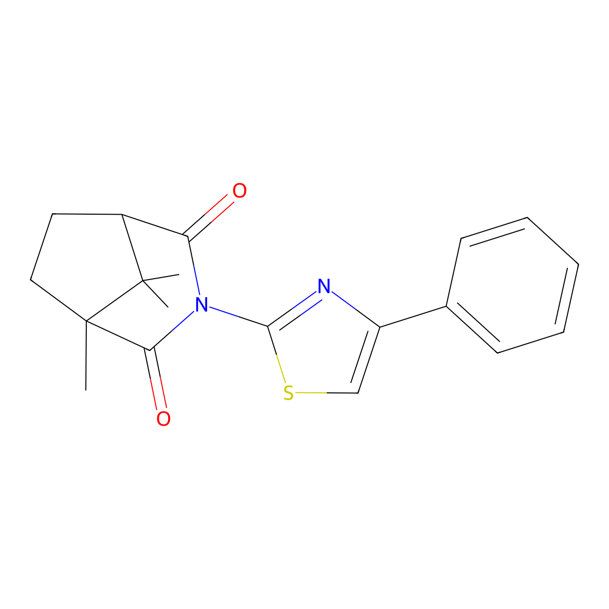 1,8,8-Trimethyl-3-(4-phenyl-1,3-thiazol-2-yl)-3-azabicyclo[3.2.1]octane-2,4-dione molecular structure, CAS 337933-59-2