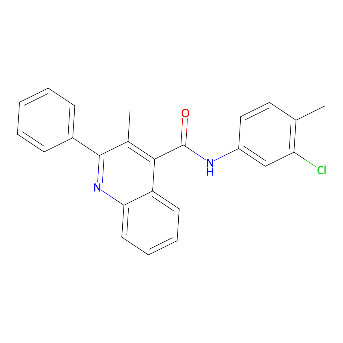 N-(3-chloro-4-methylphenyl)-3-methyl-2-phenylquinoline-4-carboxamide molecular structure, CAS 337936-46-6